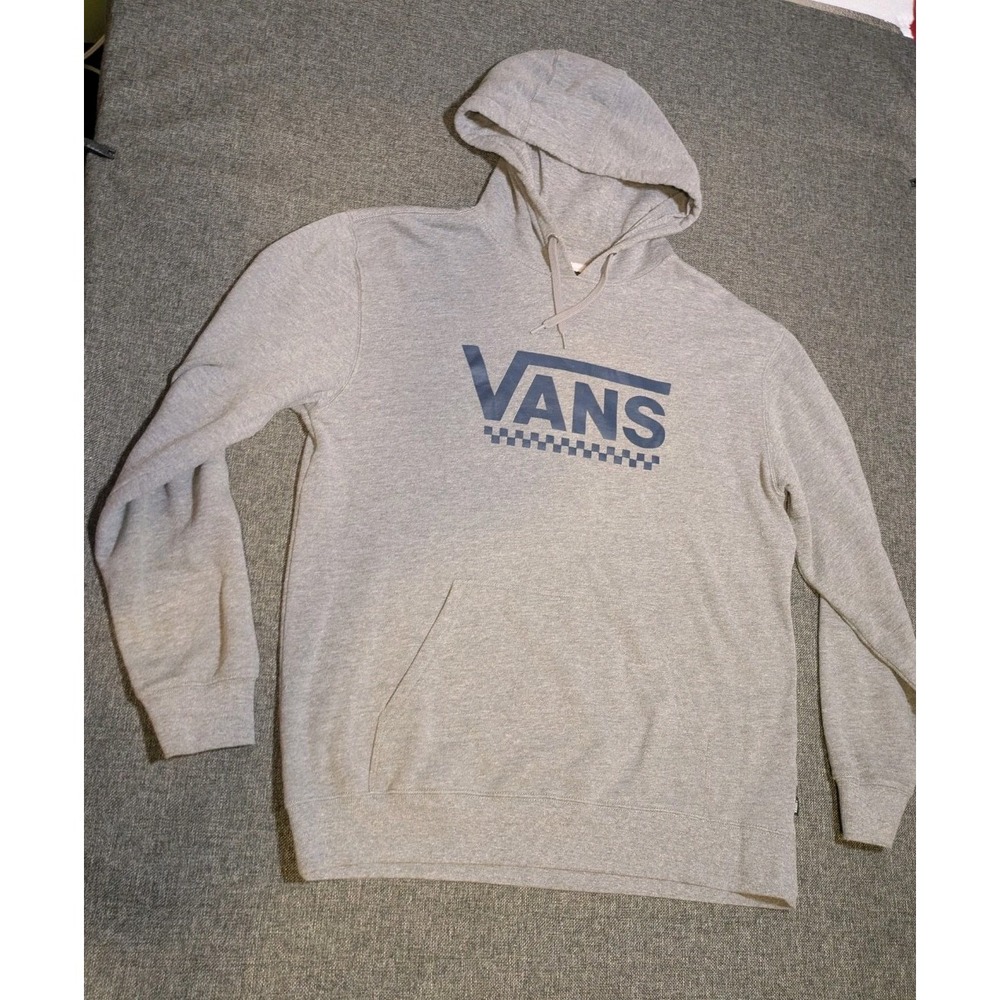 Vans Off The Wall Mens XL Gray Hoodie Skate Wear Y2K logo Pullover Sweatshirt